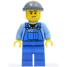 cty247 Overalls with Tools in Pocket Blue, Dark Bluish Gray Knit Cap 